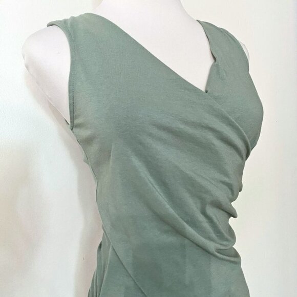 NWT MICHAEL STARS SAGE BASIL BLUE SLEEVELESS CROSSOVER FAUX WRAP MIDI DRESS - XS - Picture 5 of 9